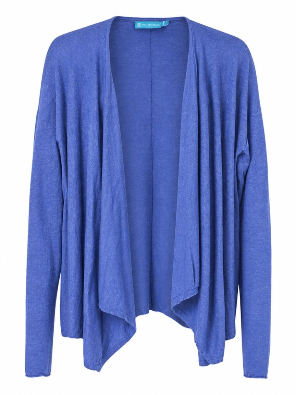 Tori Richard 100% Linen Waterfall Open Front Blue Long Sleeve Cardigan Large